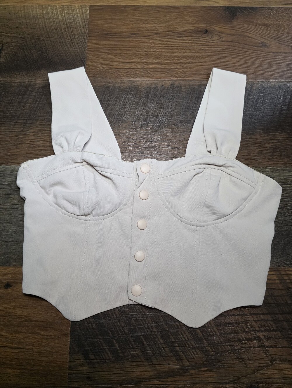 CHICME Cream Bustier Crop Top with Front Buttons